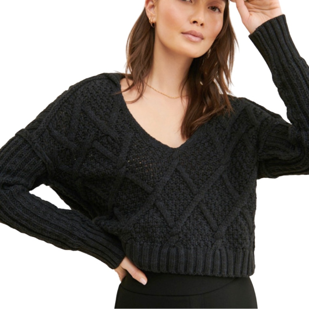 Free People Traveler Cable Knit Pullover Cardigan